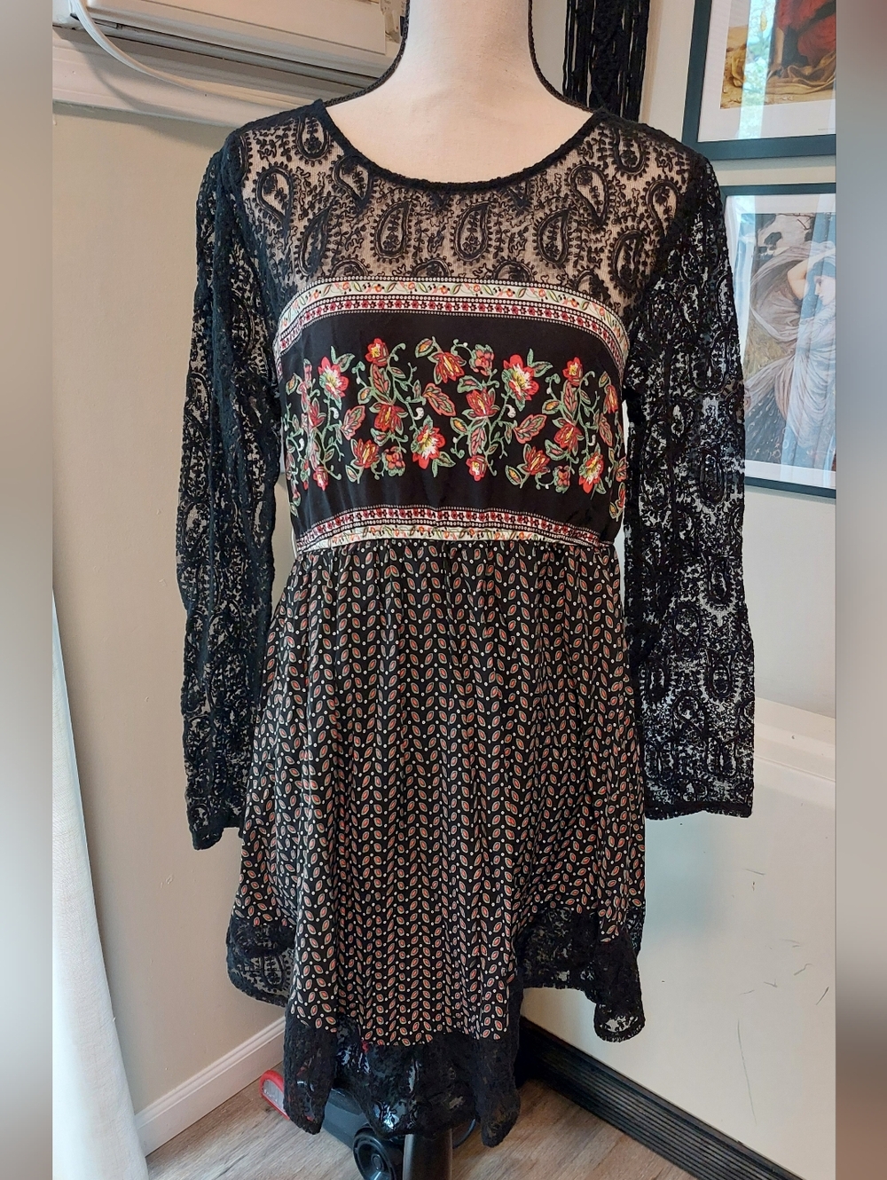 Black Lace Patterned Dress
